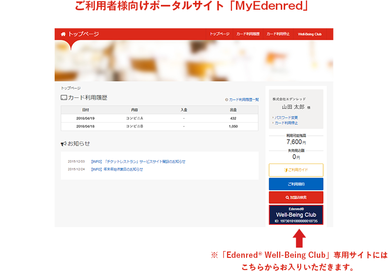 ご利用者様向けポータルサイト「MyEdenred」